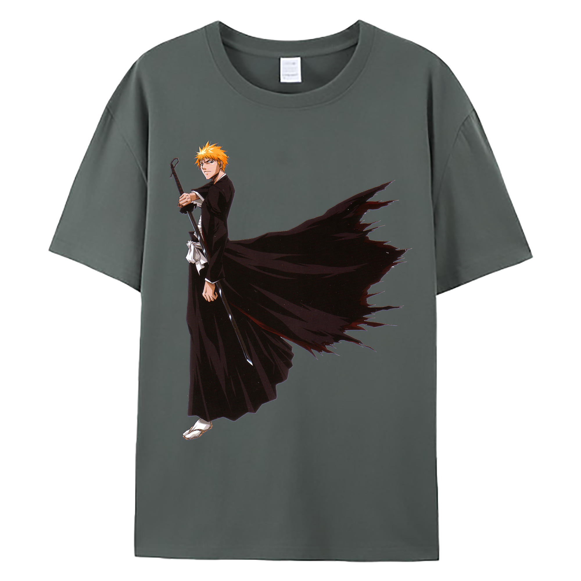 （画像用） ブリーチ 黒崎一護（くろさき いちご）BLEACH Kurosaki Ichigo 綿100％ メンズ半袖Tシャツ｜肌触りやわらか＆通気性